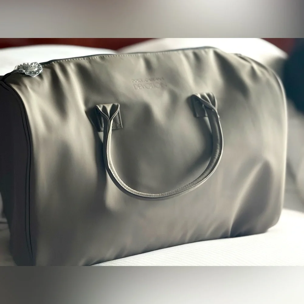 Royal Dolce & Gabbana Devotion English Gray Men's Large Duffle Bag in vegansuede